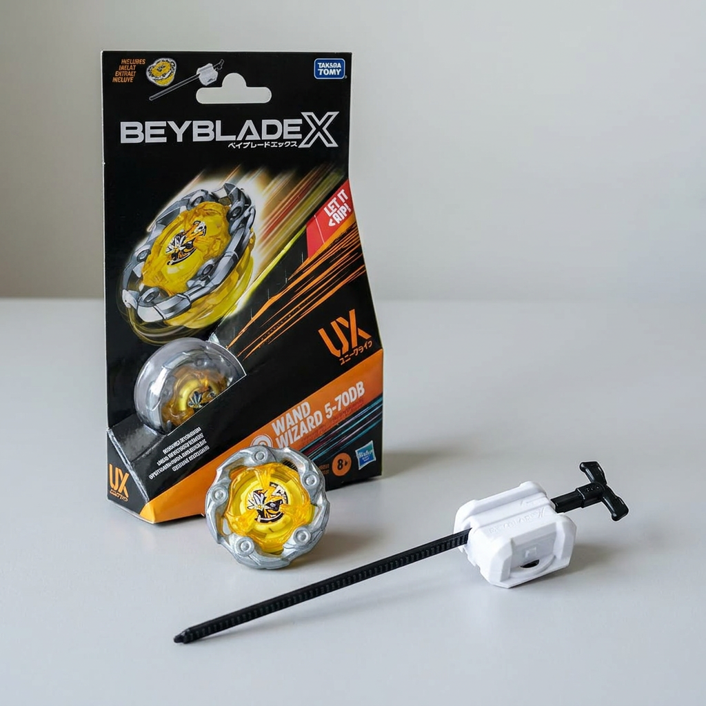 Kit inicial Beyblade X con top y lanzador